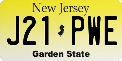 NJ license plate J21PWE