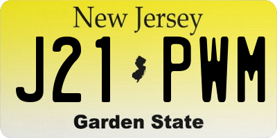 NJ license plate J21PWM