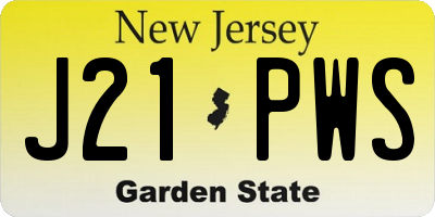 NJ license plate J21PWS