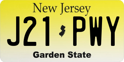 NJ license plate J21PWY