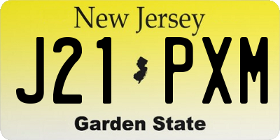 NJ license plate J21PXM