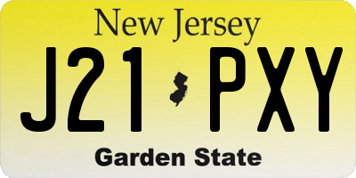 NJ license plate J21PXY