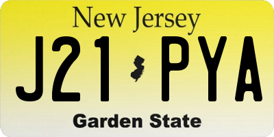 NJ license plate J21PYA