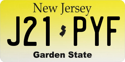 NJ license plate J21PYF