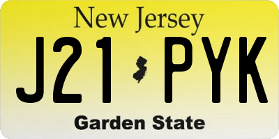NJ license plate J21PYK