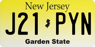 NJ license plate J21PYN