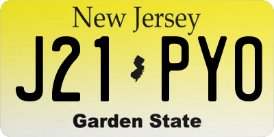NJ license plate J21PYO