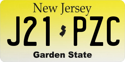 NJ license plate J21PZC