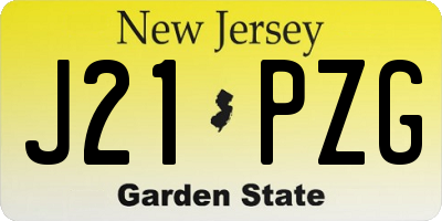 NJ license plate J21PZG
