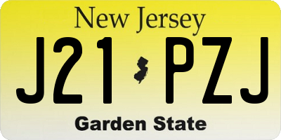 NJ license plate J21PZJ
