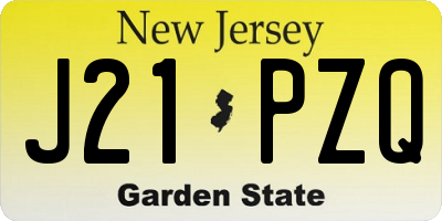 NJ license plate J21PZQ