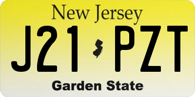 NJ license plate J21PZT
