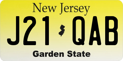 NJ license plate J21QAB