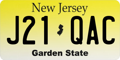 NJ license plate J21QAC