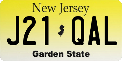 NJ license plate J21QAL