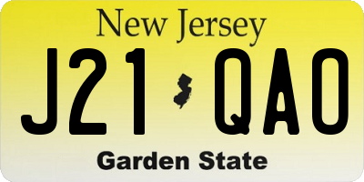 NJ license plate J21QAO