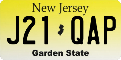 NJ license plate J21QAP