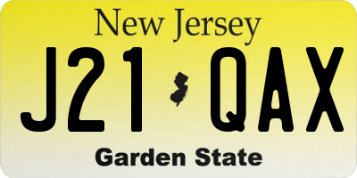 NJ license plate J21QAX