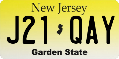 NJ license plate J21QAY