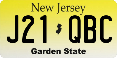 NJ license plate J21QBC