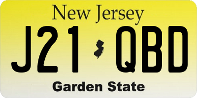 NJ license plate J21QBD