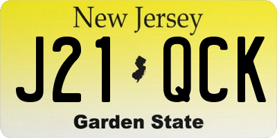 NJ license plate J21QCK