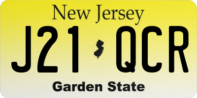 NJ license plate J21QCR