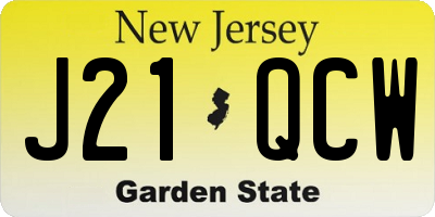 NJ license plate J21QCW