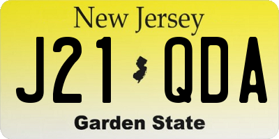 NJ license plate J21QDA