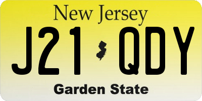 NJ license plate J21QDY