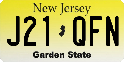 NJ license plate J21QFN
