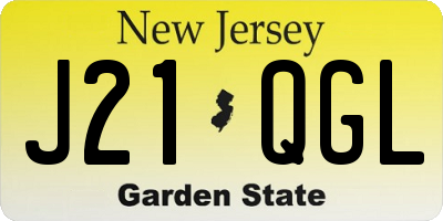 NJ license plate J21QGL