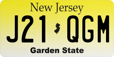 NJ license plate J21QGM