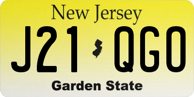 NJ license plate J21QGO
