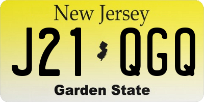 NJ license plate J21QGQ