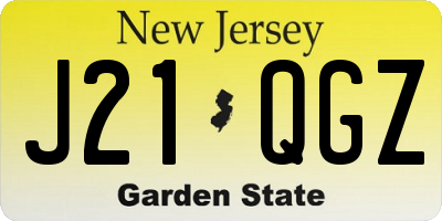 NJ license plate J21QGZ