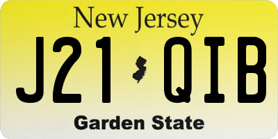 NJ license plate J21QIB