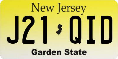 NJ license plate J21QID