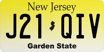 NJ license plate J21QIV