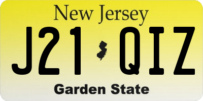 NJ license plate J21QIZ