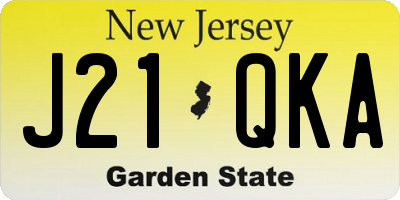 NJ license plate J21QKA