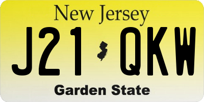 NJ license plate J21QKW