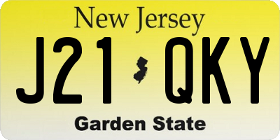 NJ license plate J21QKY