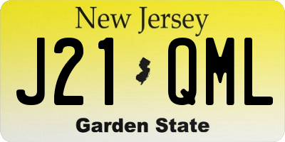 NJ license plate J21QML