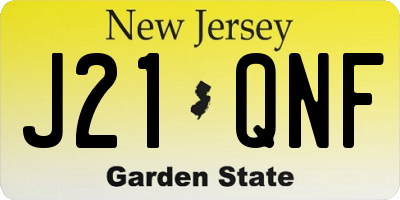 NJ license plate J21QNF