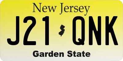 NJ license plate J21QNK