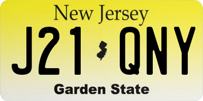 NJ license plate J21QNY
