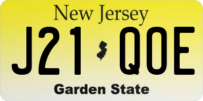 NJ license plate J21QOE