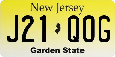 NJ license plate J21QOG