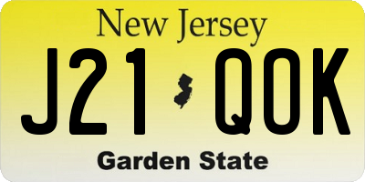 NJ license plate J21QOK